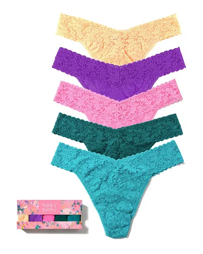 Hanky Panky Signature Original-rise Thongs, Set Of 5 In Multi