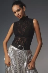 Hanky Panky Sleeveless Mock-neck Lace Top In Black