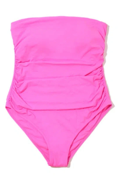Hanky Panky Strapless Bandeau One-piece Swimsuit In Unapologetic Pink