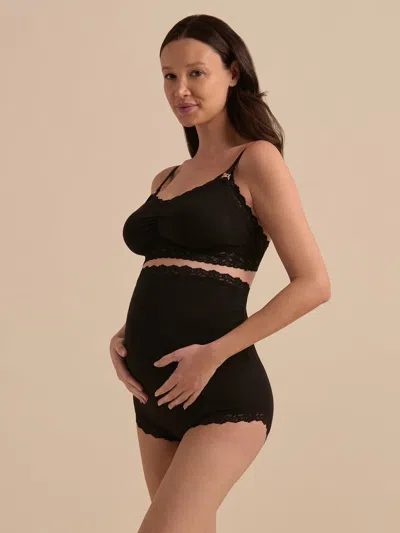 Hanky Panky Supima Cotton® Maternity Over The Bump Boyshort In Black
