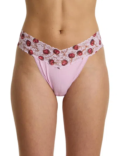 Hanky Panky Supima® Cotton Printed Original Rise Thong In Pink