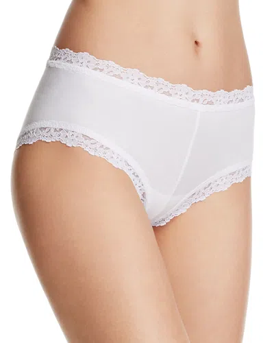 Hanky Panky Organic Cotton Low-rise Lace-trim Boyshort 891281 In White