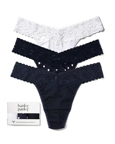 HANKY PANKY SUPIMACOTTON ORIGINAL-RISE THONGS, SET OF 3