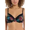 Hanky Panky Underwire Lined Mesh Plunge Bra In Botanic