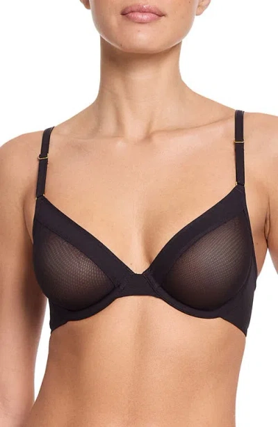Hanky Panky Underwire Unlined Mesh Plunge Bra In Black