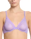 Hanky Panky Underwire Unlined Mesh Plunge Bra In Grape Juice