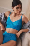 Hanky Panky V-neck Retro Lace Bralette In Blue