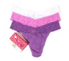 HANKY PANKY VALENTINE ORIGINAL RISE THONG (3 PCS/PACK) IN CANDIED VIOLET/ENCHANTED ROSE/ WHITE