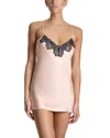 Hanky Panky Victoria Lace Trim Silk Chemise In Pink