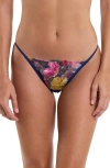 Hanky Panky Widly Blooming Tanga In Dark Sky Blue