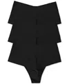 Hanky Panky Breathe Assorted 3-pack High Waist Thongs In Black