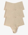 Hanky Panky Breathe Assorted 3-pack High Waist Thongs In Taupe