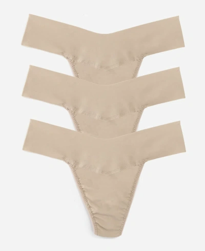Hanky Panky Women's Breathe Natural Thong 3 Pack Underwear, 6j1661b3pk In Taupe