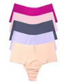Hanky Panky Breathe 5-pack High Waist Thongs In Blispink,wisteria,fuschia
