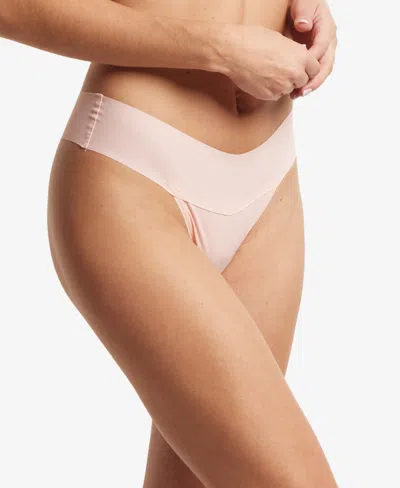 Hanky Panky Breathesoft Natural Rise Thong Underwear In Sweet Nothing Pink