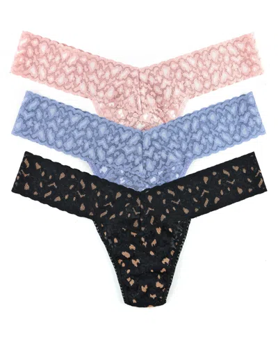 Hanky Panky Women's Crossdyed Leopard Low Rise Thong Panty 3 Pack