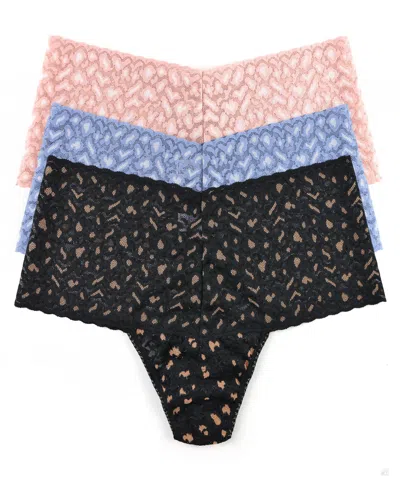 Hanky Panky Women's Crossdyed Leopard Retro Thong Panty 3 Pack