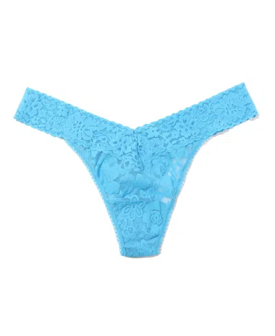 Hanky Panky Women's Daily Lace Original Rise Thong 771101 In Blue