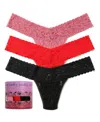 Hanky Panky Women's Holiday 3 Pack Original Rise Thong Underwear In Black