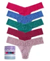 Hanky Panky Five-pack Signature Low-rise Lace Thongs In Purple