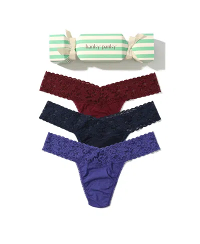 HANKY PANKY WOMEN'S LOW RISE 3 PACK THONG UNDERWEAR