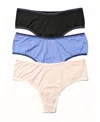 Hanky Panky Set Of 3 High-rise Thong In Black,granite,cool,pearl