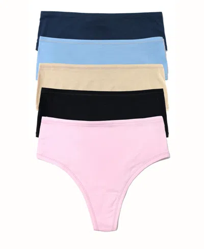 HANKY PANKY WOMEN'S PLAY STRETCH HI-RISE THONG 5 PACK