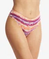 Hanky Panky Women's Play Stretch Printed Natural Thong Underwear Pr721664 In Paint The Town