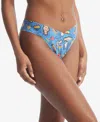 Hanky Panky Women's Printed Daily Lace Original Rise Thong Underwear In Blue