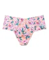 Hanky Panky Plus Size Printed Retro Lace Thong In Buy Myself Flowers Peach