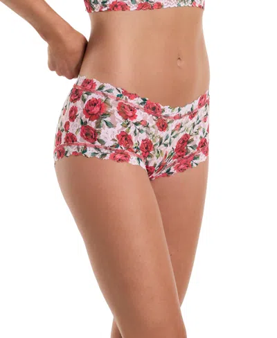 Hanky Panky Women's Printed Signature Lace Boyshort In Je' Taime Pink