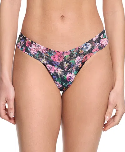 HANKY PANKY WOMEN'S PRINTED SIGNATURE LACE LOW RISE THONG
