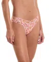 Hanky Panky Printed Signature Lace Low Rise Thong In Gingerbread Pink