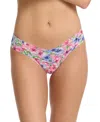 Hanky Panky Printed Signature Lace Low Rise Thong In Paint And Pour White