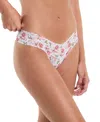 Hanky Panky Printed Signature Lace Low Rise Thong In Something Sweet White