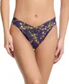 Hanky Panky Printed Signature Lace Original Rise Thong In Central Park Navy