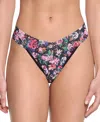 Hanky Panky Printed Signature Lace Original Rise Thong In Dark Peoni