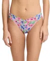 Hanky Panky Printed Signature Lace Original Rise Thong In Paint And Pour White