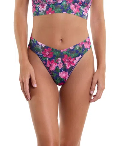 Hanky Panky Women's Printed Signature Lace Original Rise Thong In Tis' The Season Blue