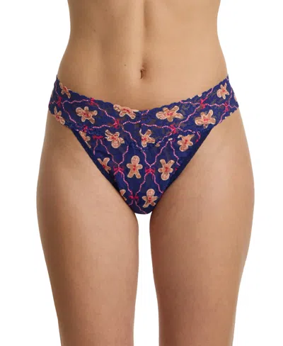 HANKY PANKY WOMEN'S PRINTED SIGNATURE LACE ORIGINAL RISE THONG UNDERWEAR