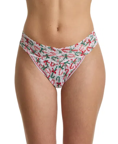 HANKY PANKY WOMEN'S PRINTED SIGNATURE LACE ORIGINAL RISE THONG UNDERWEAR
