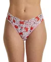 Hanky Panky Women's Printed Signature Lace Original Rise Thong Underwear In Pink