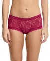 Hanky Panky Women's Daily Lace Boyshort Briefs In Merlot Red
