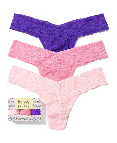 Hanky Panky Women's Signature Lace Low Rise Thong 3 Pack In Multi