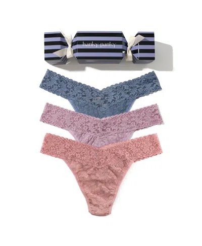 Hanky Panky Women's Signature Lace Original Rise 3 Pack Thong Underwear In Multi