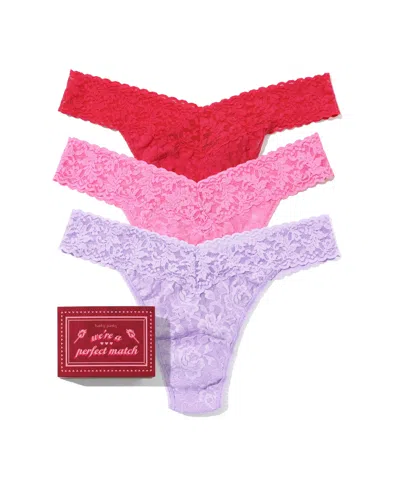 Hanky Panky Women's Signature Lace Original Rise 3 Pack Thong Underwear In Multi