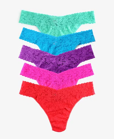 Hanky Panky Women's Signature Lace Original Rise 5 Pack Thong Underwear In Multi