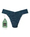 Hanky Panky Women's Signature Lace Original Rise Single Pack Thong Underwear In Blue