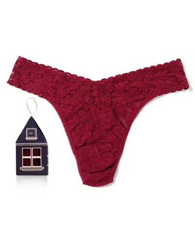 Hanky Panky Women's Signature Lace Original Rise Single Pack Thong Underwear In Burgundy
