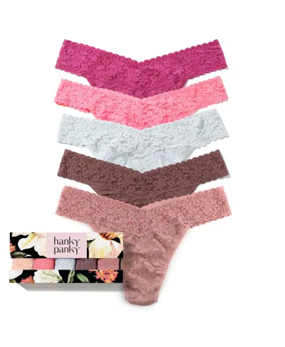 Hanky Panky Women's Signature Lace Original Thong 5 Pack In Multi